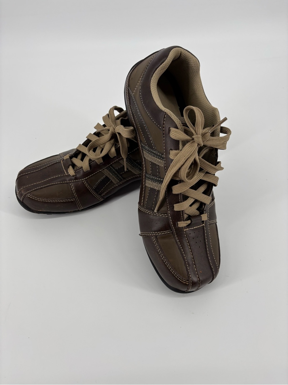 Skechers Men 10 Urbantrack Browser Brown Leather Casual Sneakers Shoes 61751R
